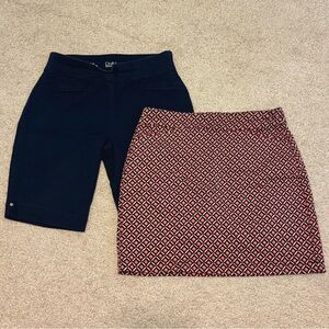 2-Piece Lot: Croft & Barrow Navy Shorts and Pink Patterned Skort